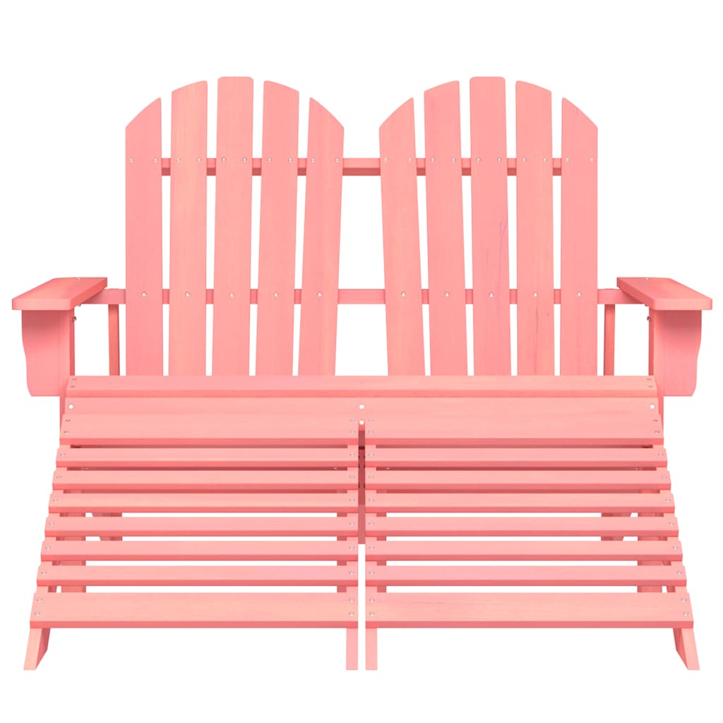 vidaXL 2-Seater Garden Adirondack Chair&Ottoman Fir Wood Pink