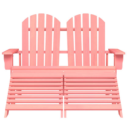 vidaXL 2-Seater Garden Adirondack Chair&Ottoman Fir Wood Pink