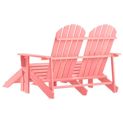 vidaXL 2-Seater Garden Adirondack Chair&Ottoman Fir Wood Pink
