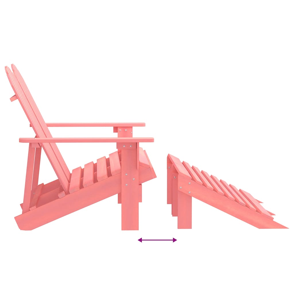 vidaXL 2-Seater Garden Adirondack Chair&Ottoman Fir Wood Pink