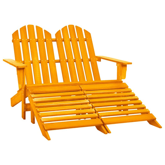 315918 vidaXL 2-Seater Garden Adirondack Chair&Ottoman Fir Wood Orange