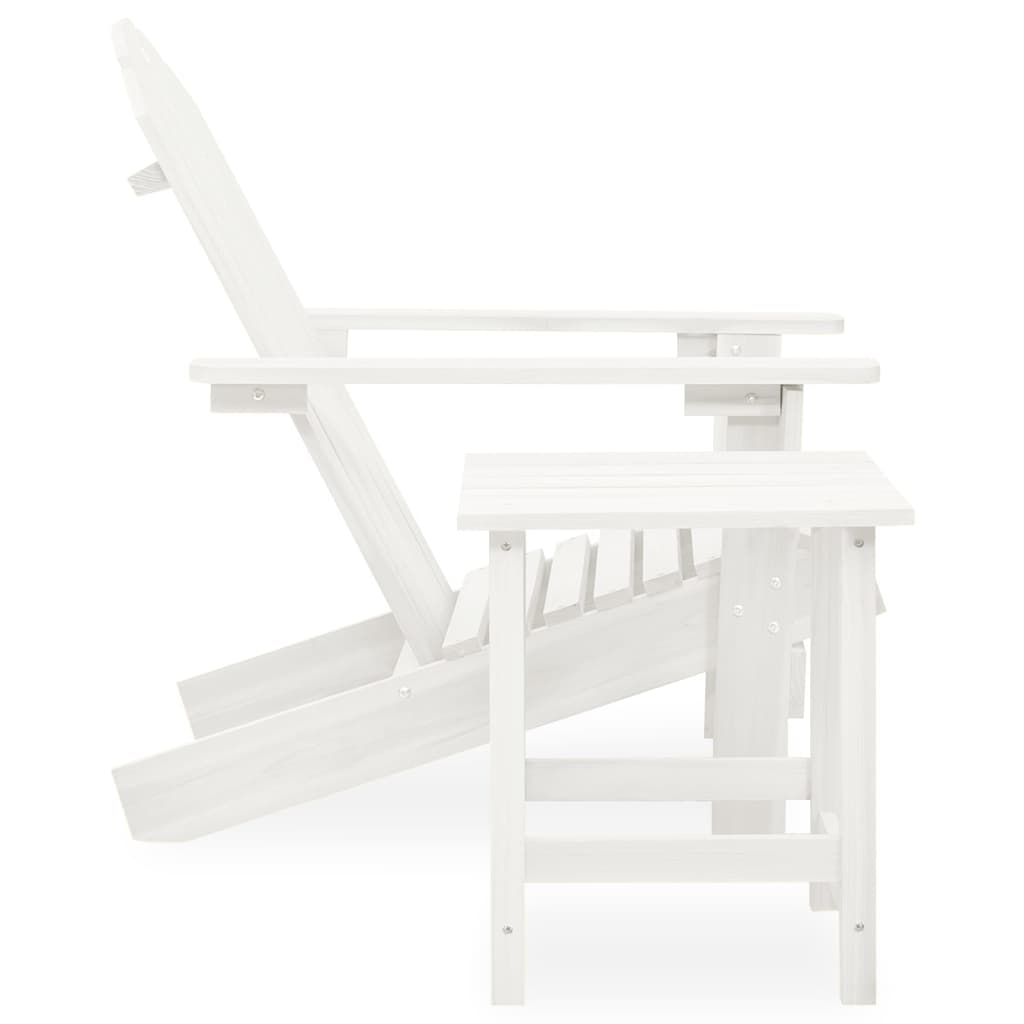vidaXL Garden Adirondack Chair with Table Solid Fir Wood White
