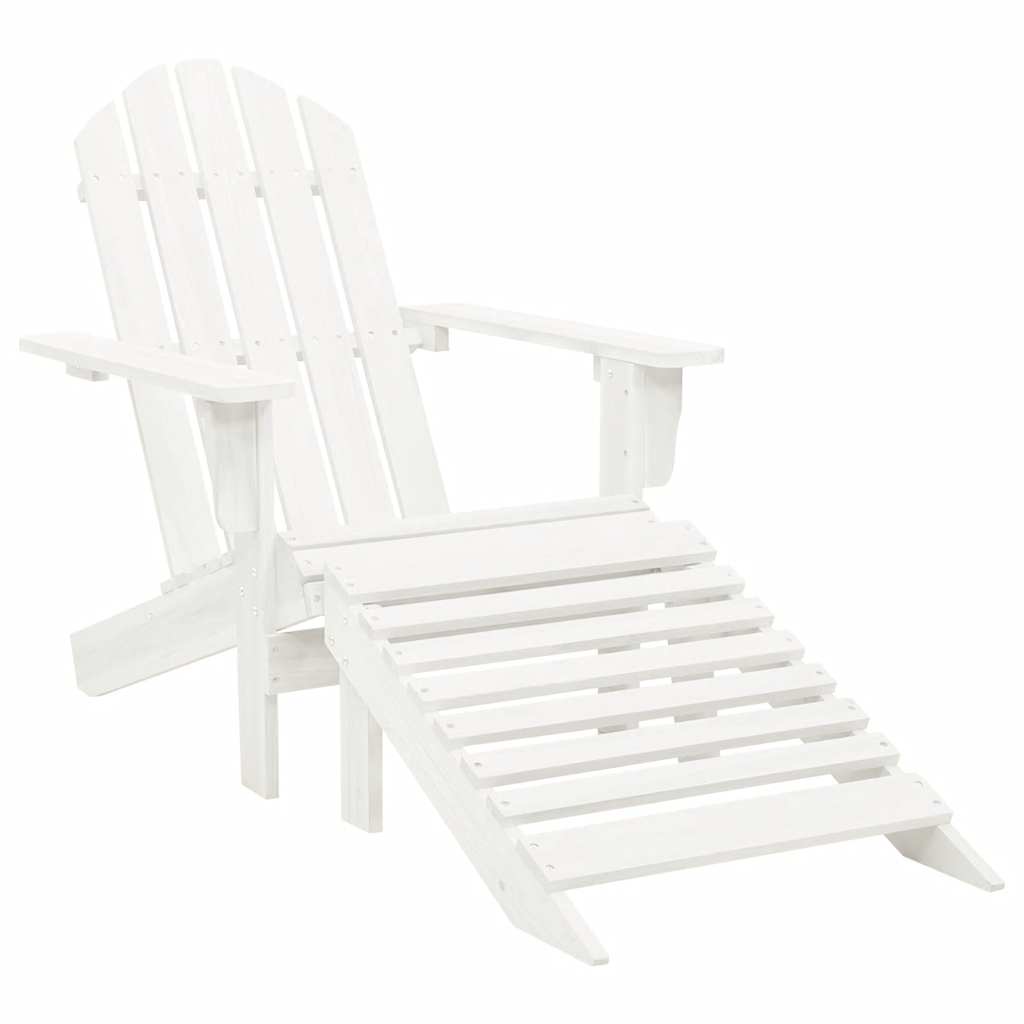 vidaXL Garden Adirondack Chair with Ottoman&Table Solid Fir Wood White
