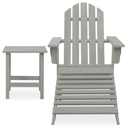 315930 vidaXL Garden Adirondack Chair with Ottoman&Table Solid Fir Wood Grey