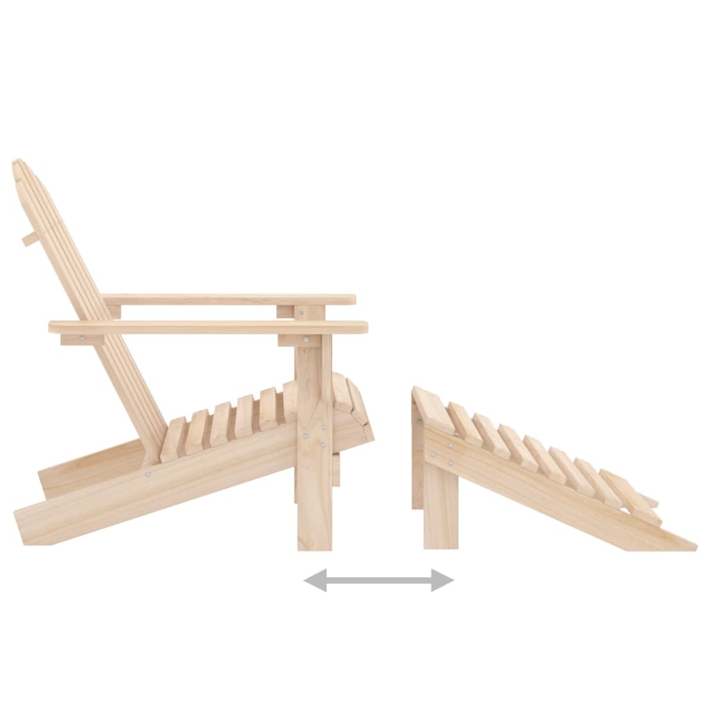 vidaXL Garden Adirondack Chair with Ottoman and Table Solid Fir Wood