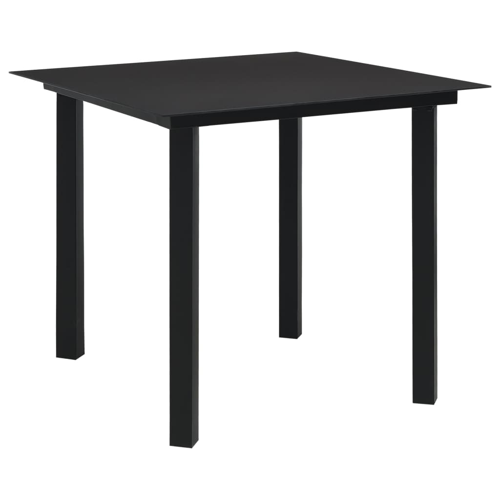 vidaXL Garden Dining Set | Black | Powder-coated steel, glass, cotton rope