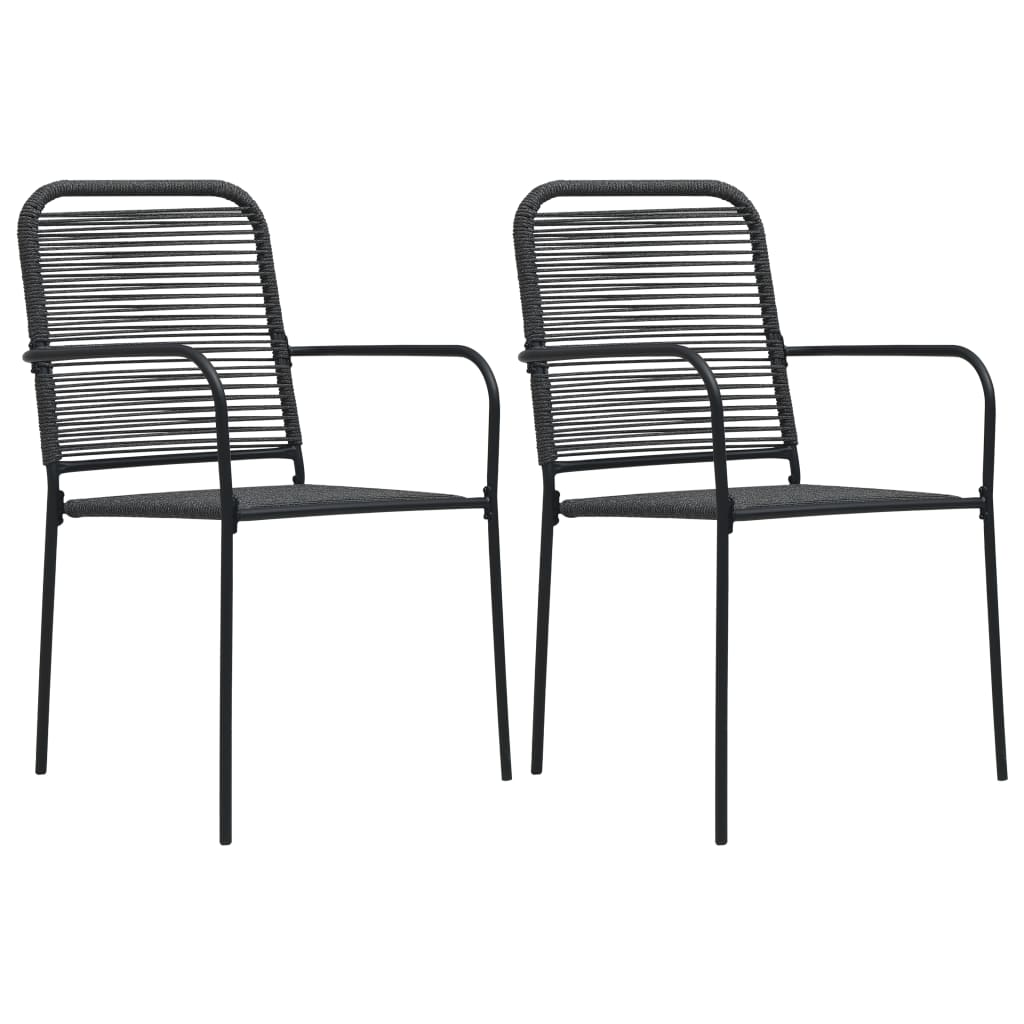 vidaXL Garden Dining Set | Black | Powder-coated steel, glass, cotton rope