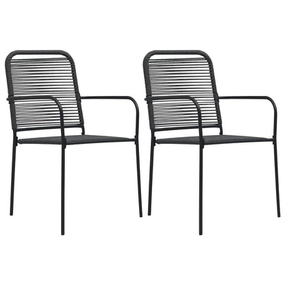 vidaXL Garden Dining Set | Black | Powder-coated steel, glass, cotton rope