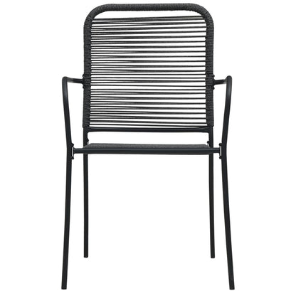 vidaXL Garden Dining Set | Black | Powder-coated steel, glass, cotton rope