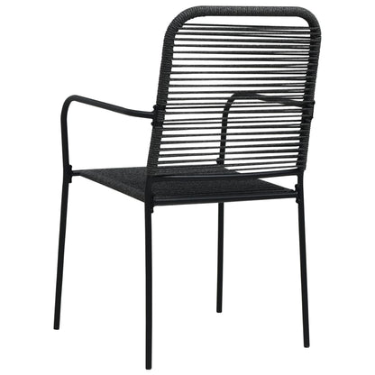vidaXL Garden Dining Set | Black | Powder-coated steel, glass, cotton rope