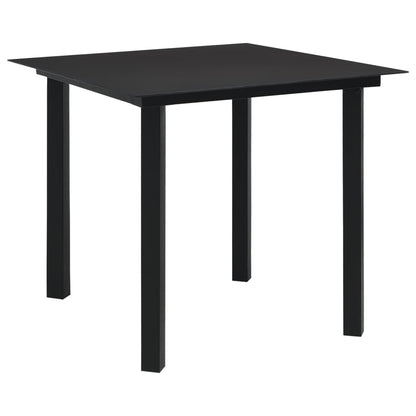vidaXL Garden Dining Set | Black | Powder-coated steel, glass, cotton rope