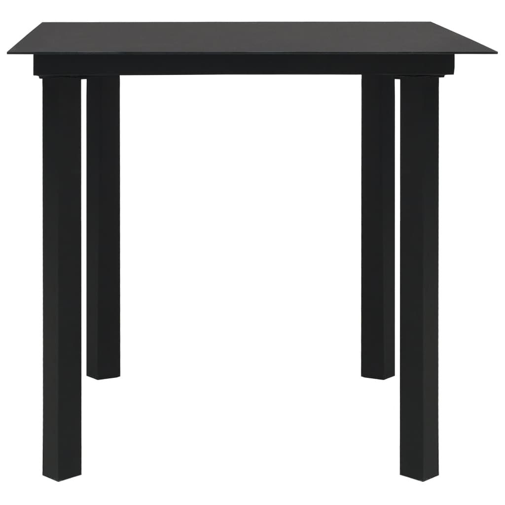 vidaXL Garden Dining Set | Black | Powder-coated steel, glass, cotton rope