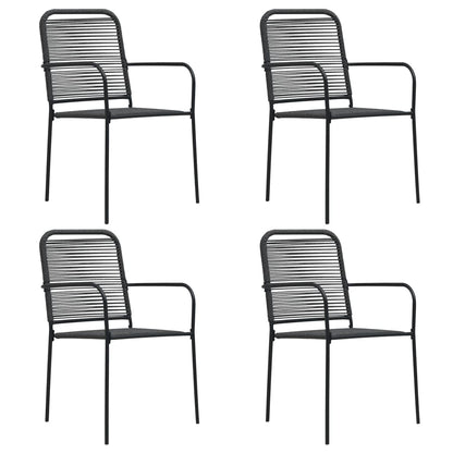 vidaXL Garden Dining Set | Black | Powder-coated steel, glass, cotton rope