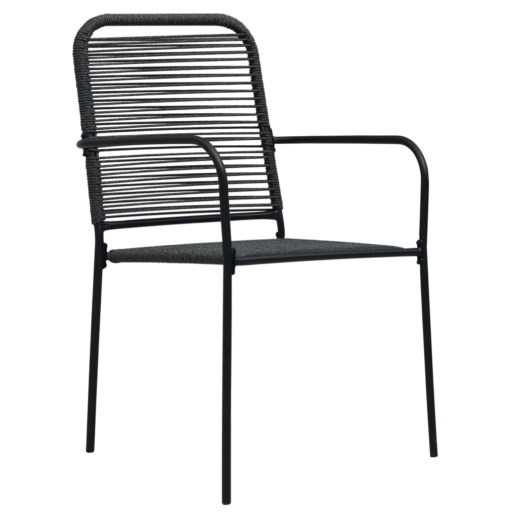 vidaXL Garden Dining Set | Black | Powder-coated steel, glass, cotton rope
