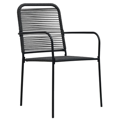 vidaXL Garden Dining Set | Black | Powder-coated steel, glass, cotton rope