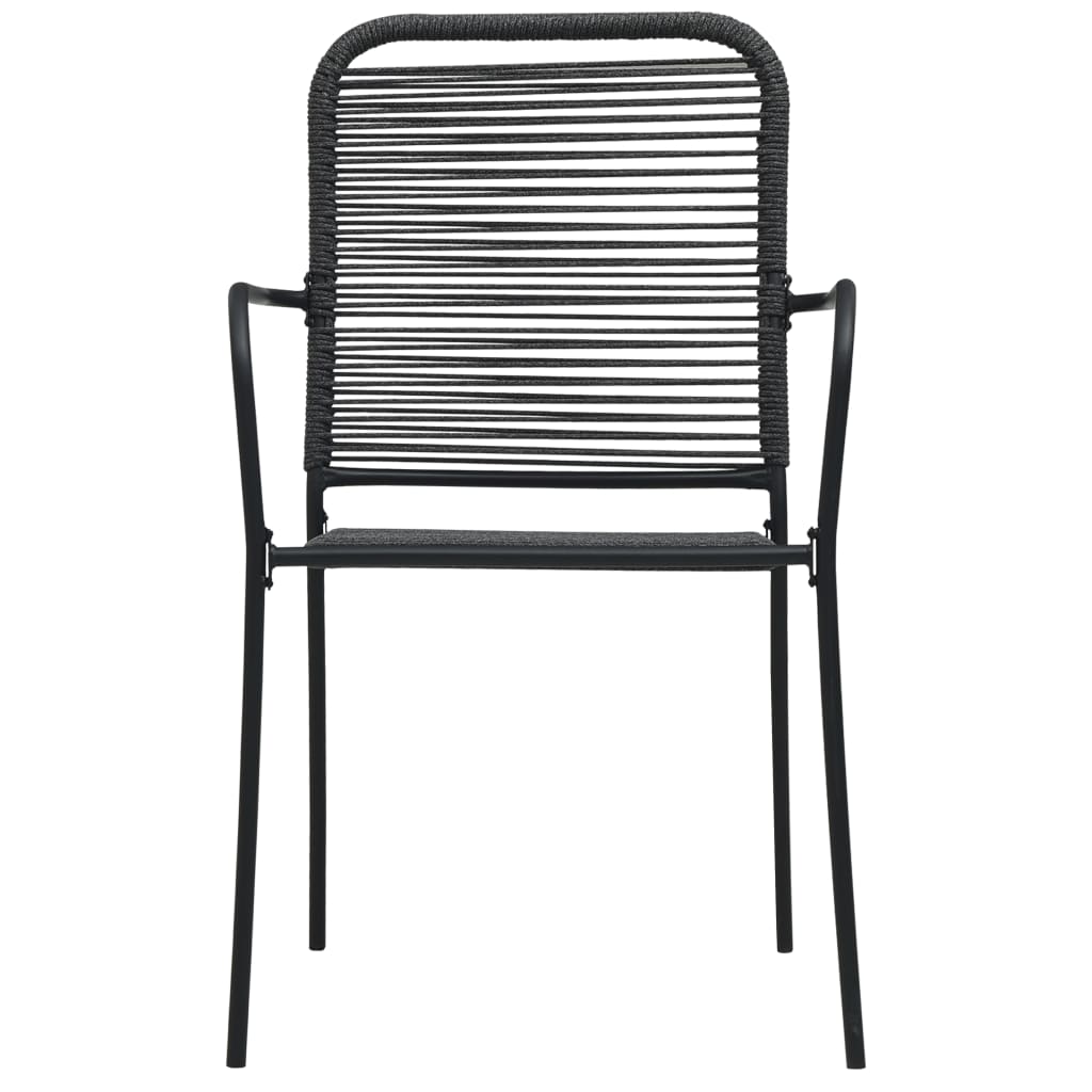 vidaXL Garden Dining Set | Black | Powder-coated steel, glass, cotton rope
