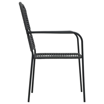 vidaXL Garden Dining Set | Black | Powder-coated steel, glass, cotton rope