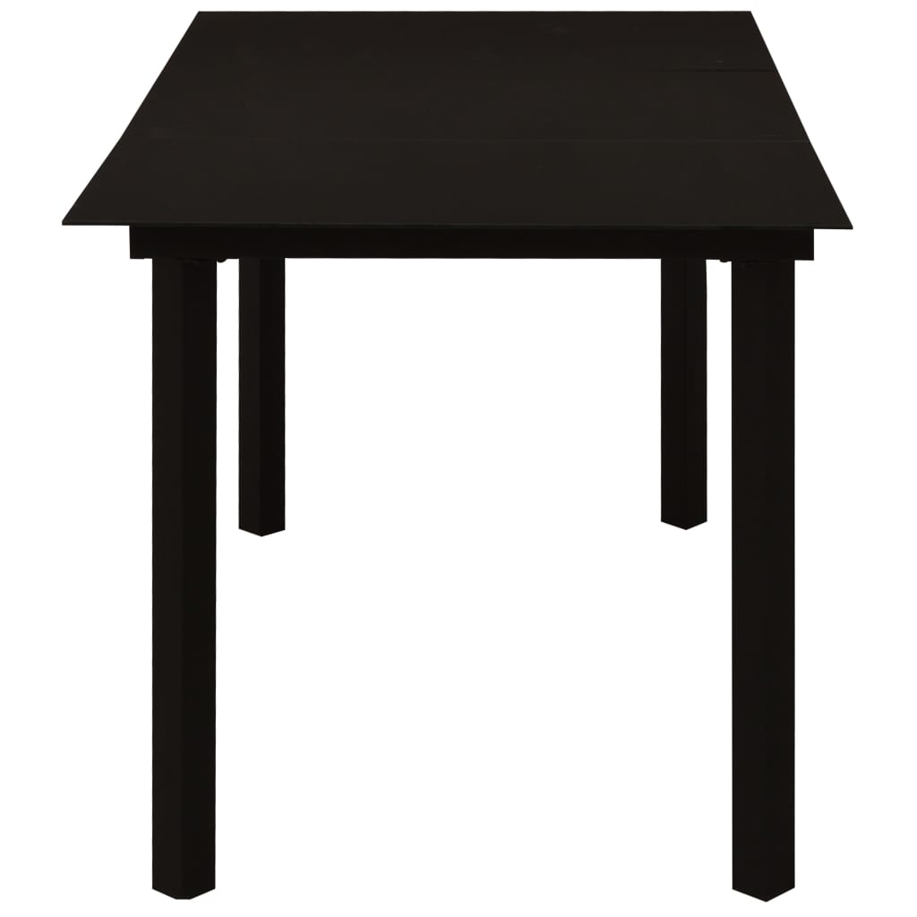 vidaXL Garden Dining Set | Black | Powder-coated steel, glass, cotton rope
