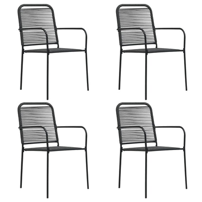 vidaXL Garden Dining Set | Black | Powder-coated steel, glass, cotton rope