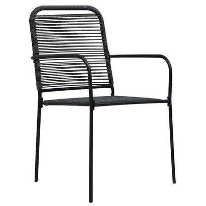 vidaXL Garden Dining Set | Black | Powder-coated steel, glass, cotton rope