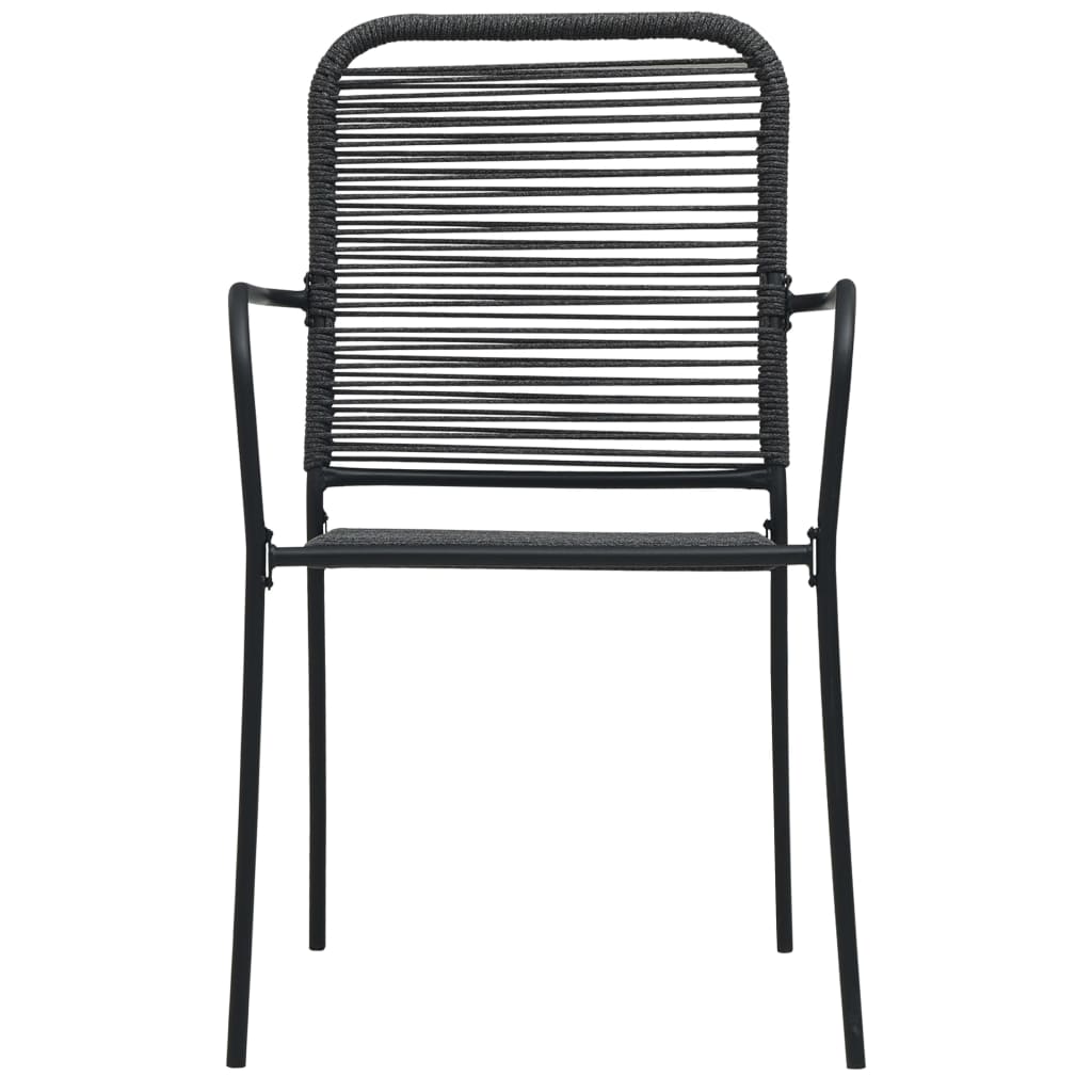 vidaXL Garden Dining Set | Black | Powder-coated steel, glass, cotton rope