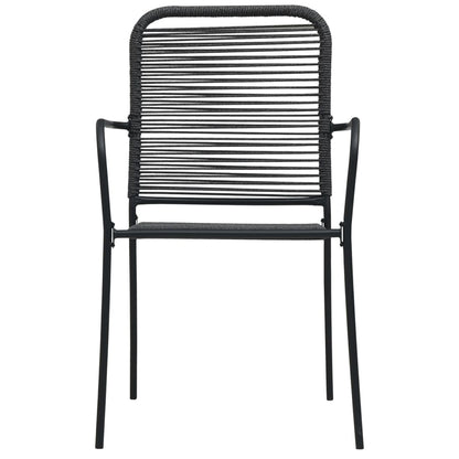 vidaXL Garden Dining Set | Black | Powder-coated steel, glass, cotton rope
