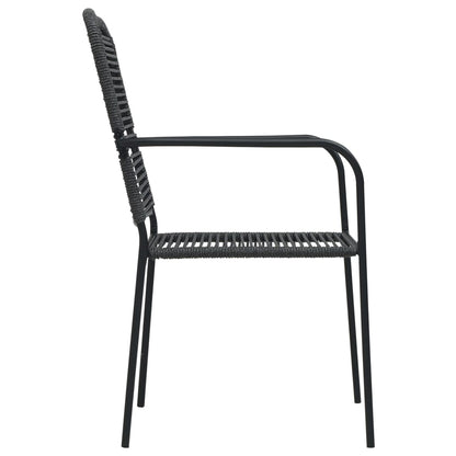 vidaXL Garden Dining Set | Black | Powder-coated steel, glass, cotton rope