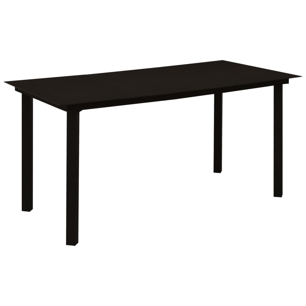 vidaXL Garden Dining Set | Black | Powder-coated steel, glass, cotton rope