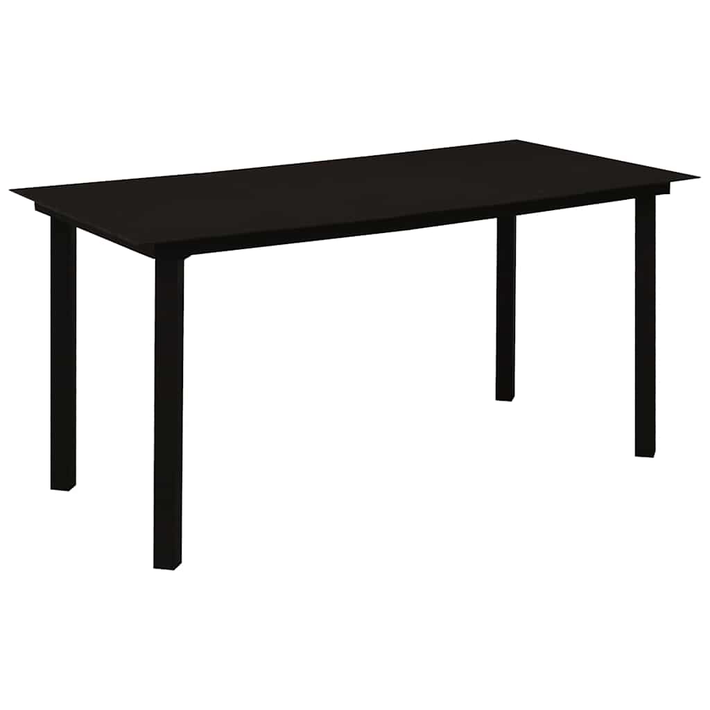 vidaXL 7 Piece Garden Dining Set Black Glass and Steel
