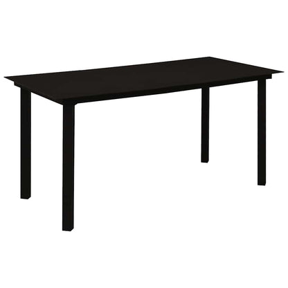 vidaXL 7 Piece Garden Dining Set Black Glass and Steel