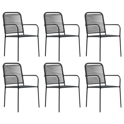 vidaXL Garden Dining Set | Black | Powder-coated steel, glass, cotton rope