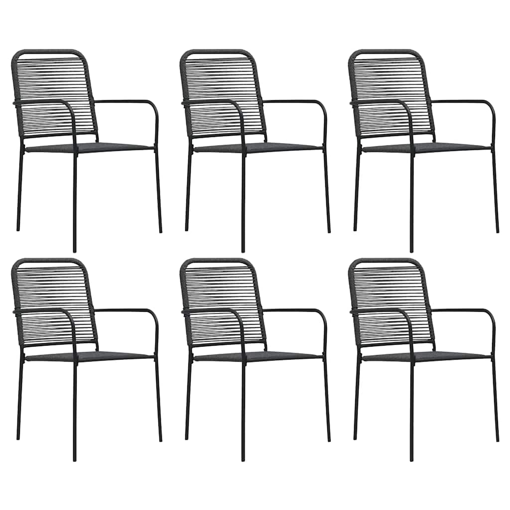 vidaXL 7 Piece Garden Dining Set Black Glass and Steel
