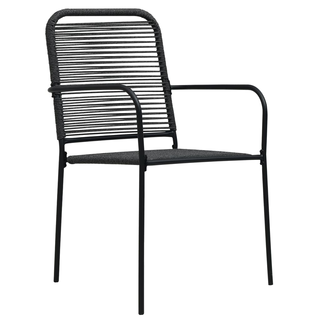 vidaXL Garden Dining Set | Black | Powder-coated steel, glass, cotton rope