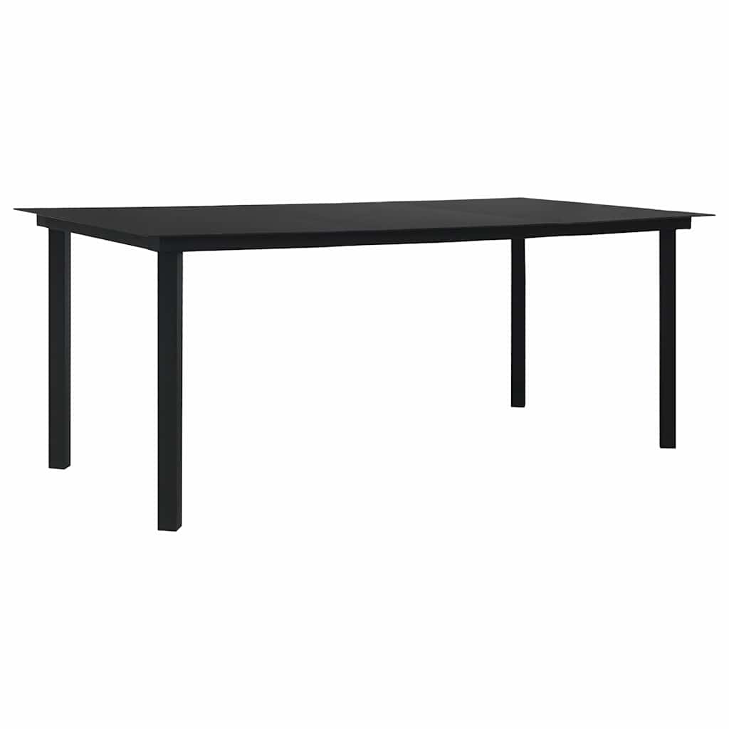 vidaXL 7 Piece Garden Dining Set Black Glass and Steel