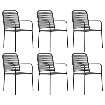 vidaXL 7 Piece Garden Dining Set Black Glass and Steel
