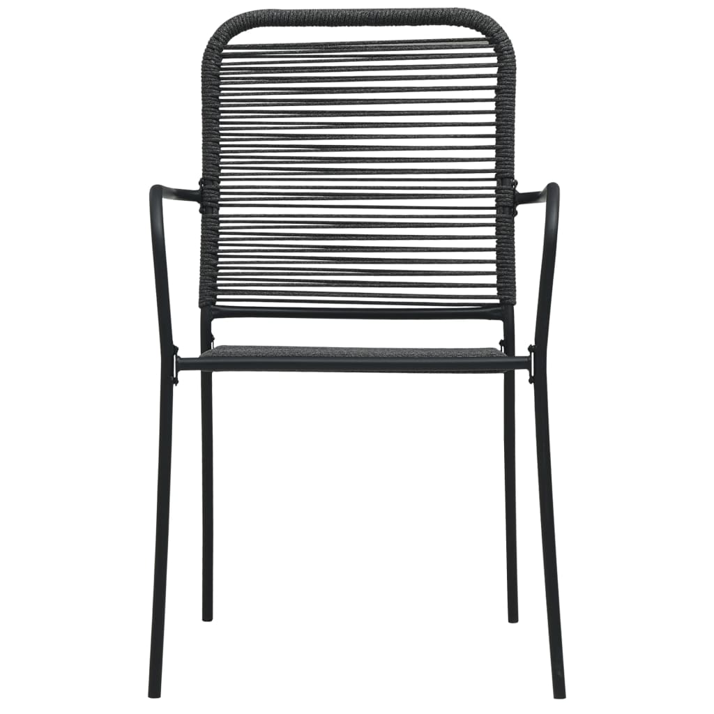 vidaXL Garden Dining Set | Black | Powder-coated steel, glass, cotton rope