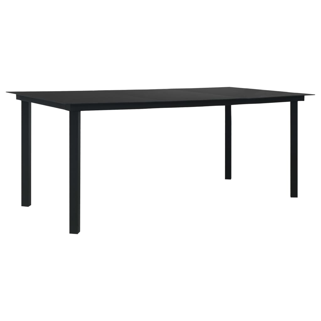 vidaXL Garden Dining Set | Black | Powder-coated steel, glass, cotton rope