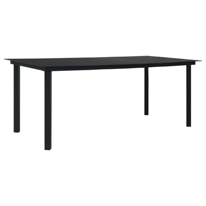 vidaXL Garden Dining Set | Black | Powder-coated steel, glass, cotton rope