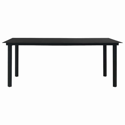 vidaXL 9 Piece Garden Dining Set Black Glass and Steel