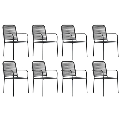 vidaXL Garden Dining Set | Black | Powder-coated steel, glass, cotton rope