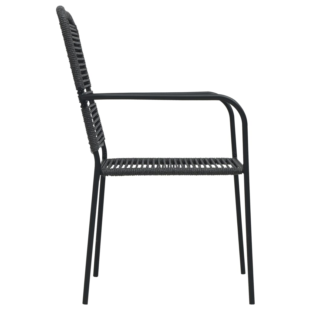 vidaXL Garden Dining Set | Black | Powder-coated steel, glass, cotton rope