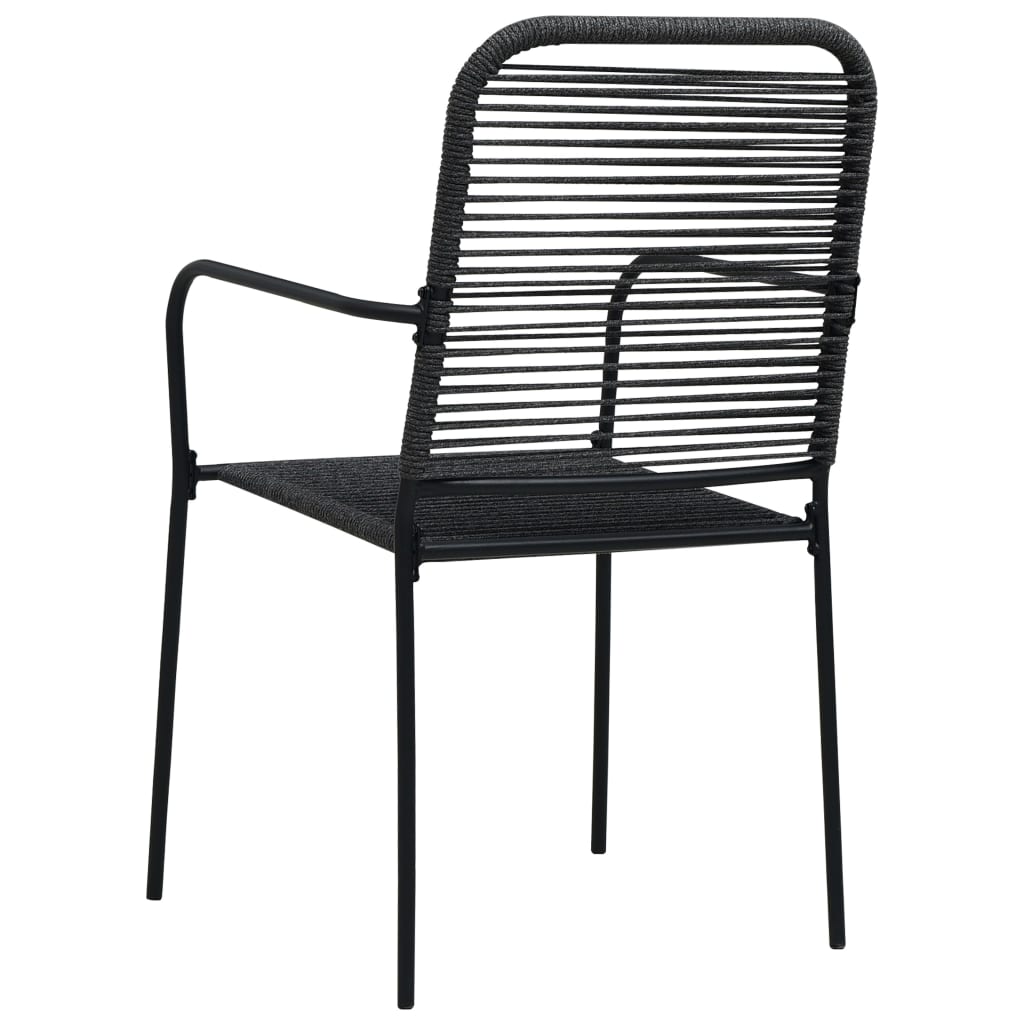 vidaXL Garden Dining Set | Black | Powder-coated steel, glass, cotton rope