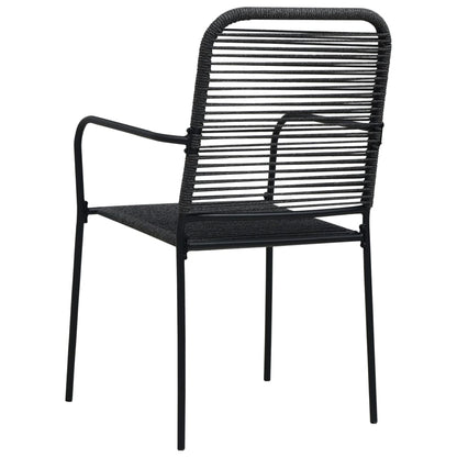 vidaXL Garden Dining Set | Black | Powder-coated steel, glass, cotton rope