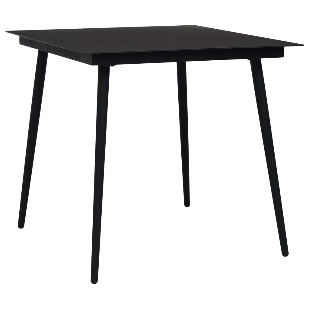 vidaXL Dining Set | Black | PVC rattan, powder-coated steel, glass | 3-piece set
