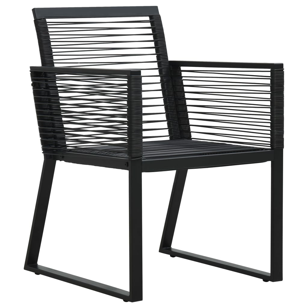 vidaXL Dining Set | Black | PVC rattan, powder-coated steel, glass | 3-piece set