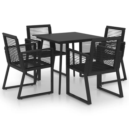 vidaXL Dining Set | Black | PVC rattan, powder-coated steel, glass | Compact