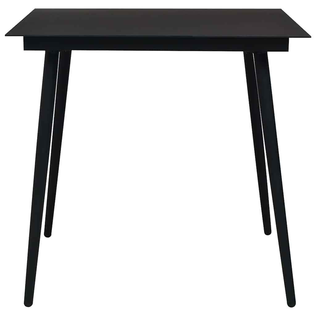 vidaXL Dining Set | Black | PVC rattan, powder-coated steel, glass | Compact