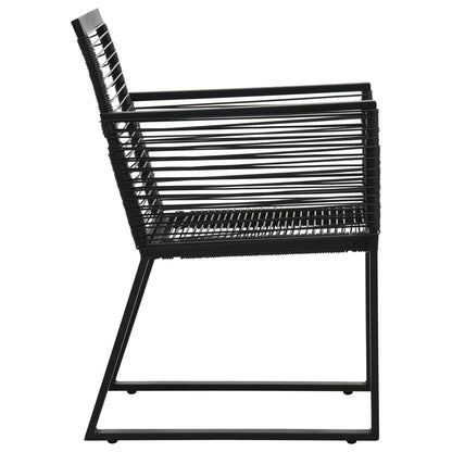 vidaXL Dining Set | Black | PVC rattan, powder-coated steel, glass | Compact