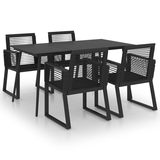 vidaXL Dining Set | Black | PVC rattan, powder-coated steel, glass | Set