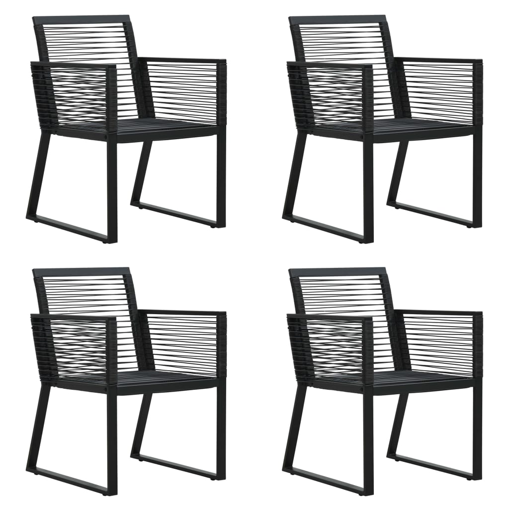 vidaXL Dining Set | Black | PVC rattan, powder-coated steel, glass | Set